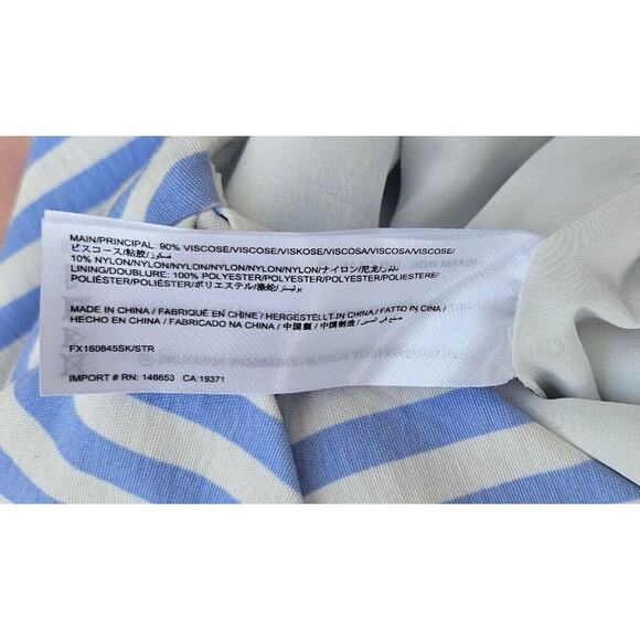 Womens Blue White Stripe Mini Wrap Skirt Small Asymmetric Tie Waist Nautical - Picture 12 of 14